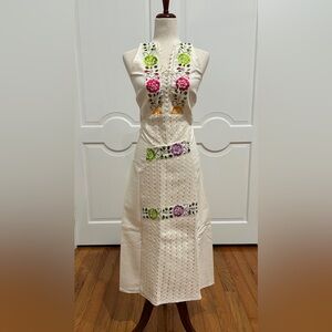 Mexican embroidered halter dress, hand Embroidered with Silk threads.